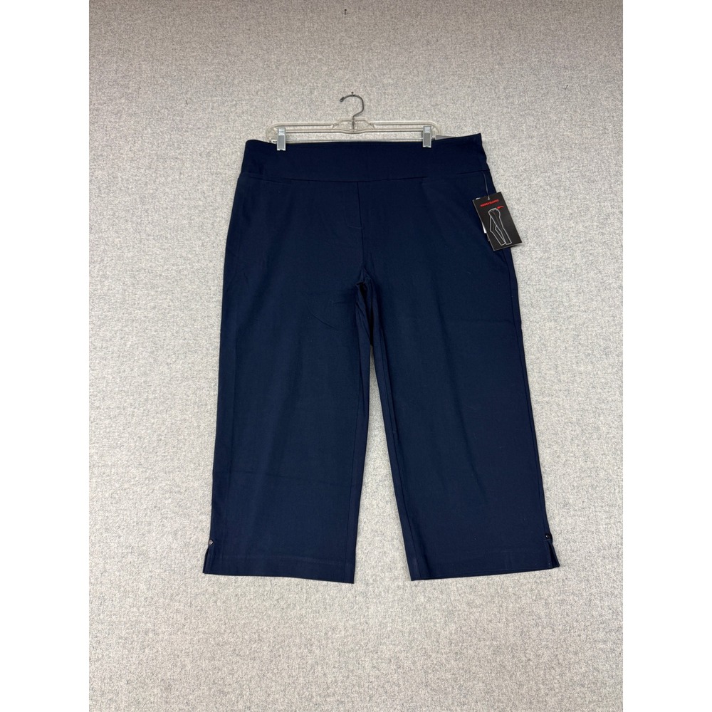 Briggs | Crop Pants | 16 | Navy | Comfort Waistband Stretch Pull-On Trousers NEW
